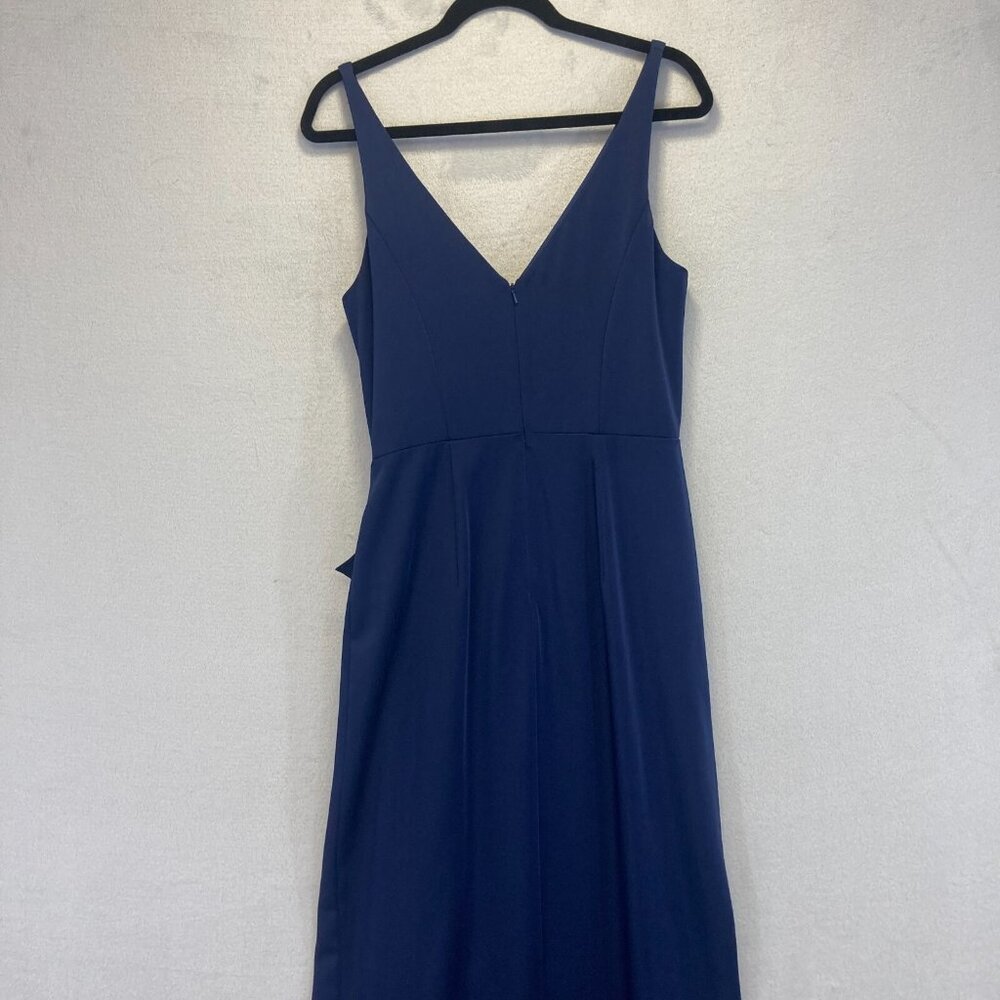 JVN by Jovani Sleeveless Ruffle Gown Dress Size 12 Navy Blue Prom Formal Wedding - Picture 12 of 13